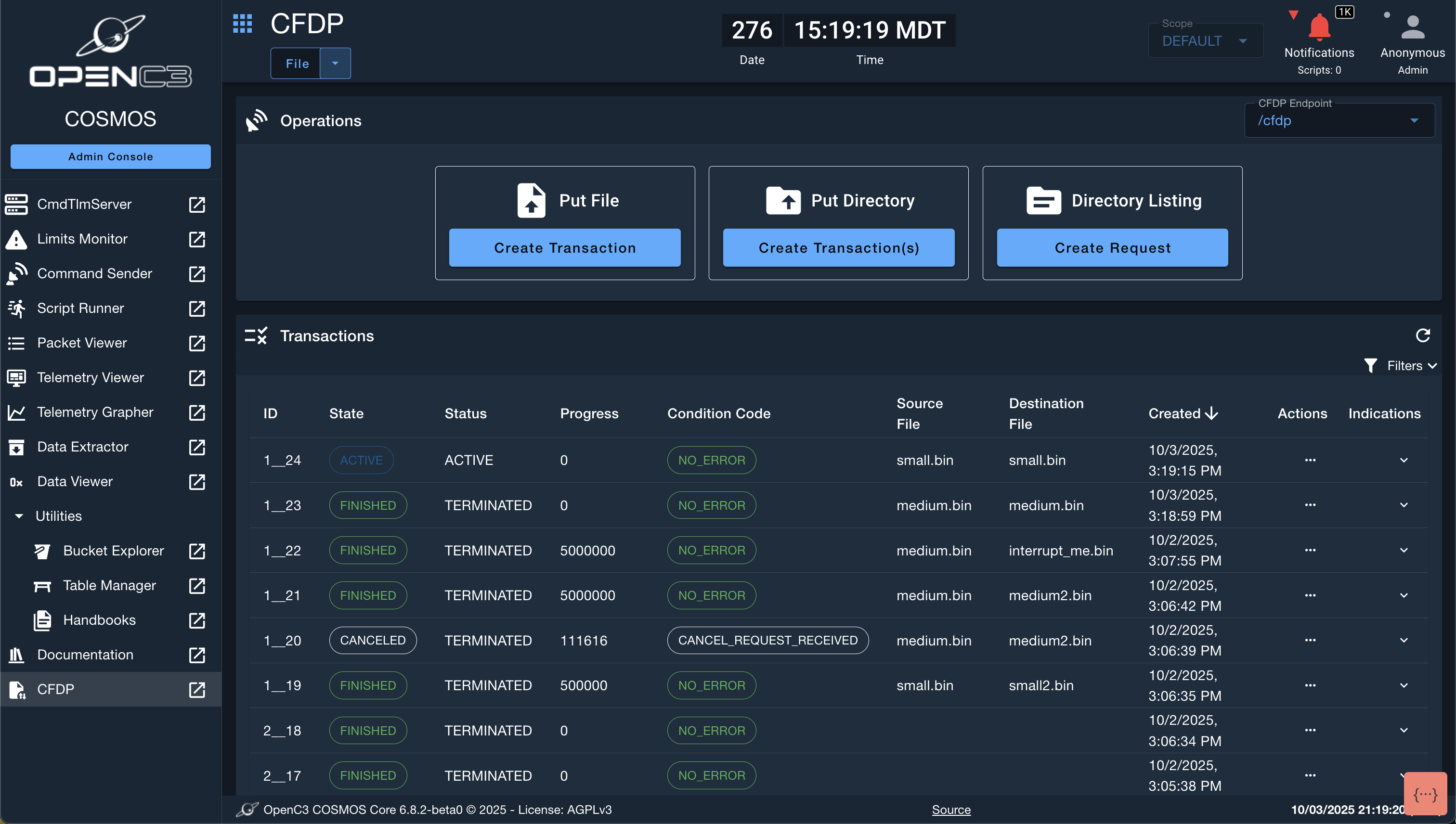 CFDP Transaction Viewer